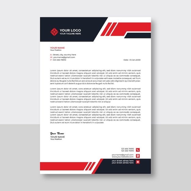 Diseño de plantilla de membrete creativo y empresarial moderno.