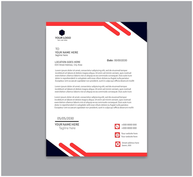Diseño de plantilla de membrete de empresa corporativa limpio y profesional