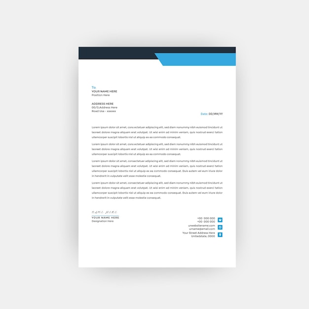 Diseño de plantilla de membrete empresarial profesional