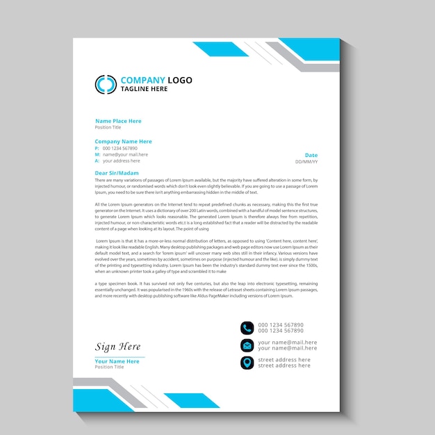 Diseño de plantilla de membrete empresarial