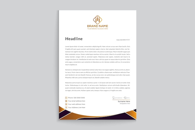 Diseño de plantilla de membrete de estilo empresarial de concepto minimalista