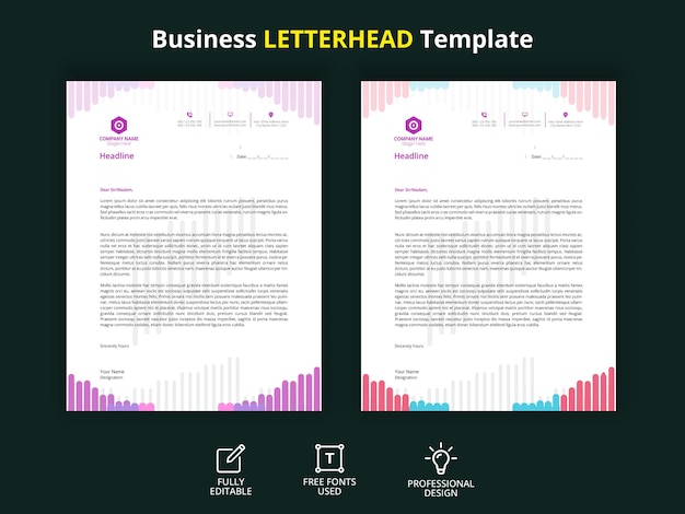 Vector diseño de plantilla de membrete de negocios coloridos