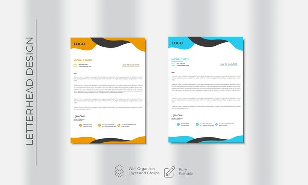 Diseño de plantilla de membrete profesional para proyectos empresariales. Documento membretado corporativo.