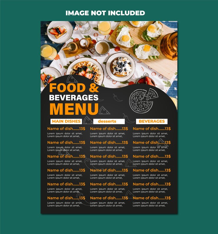 Vector diseño de plantilla para menús de comida, plantilla premium,