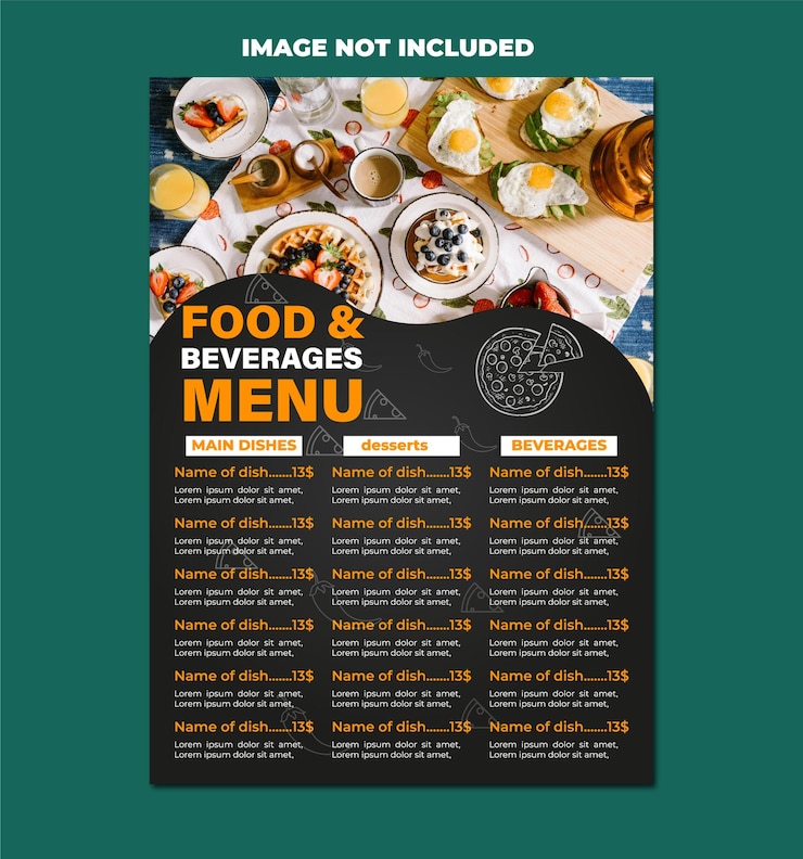 Vector diseño de plantilla para menús de comida, plantilla premium,