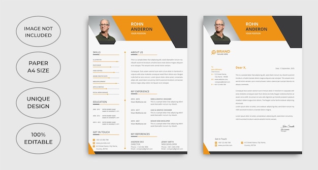 Diseño de plantilla minimalista de cv y membrete