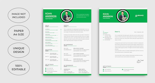 Diseño de plantilla minimalista de cv y membrete