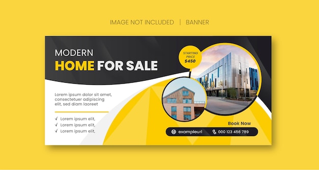 Diseño de plantilla moderna de banner horizontal de agencia inmobiliaria 1