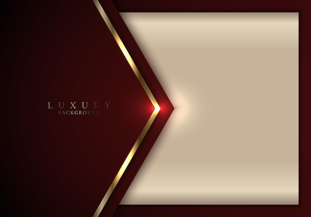 Diseño de plantilla moderno elegante abstracto Flecha roja y dorada 3D con iluminación sobre fondo dorado estilo de lujo