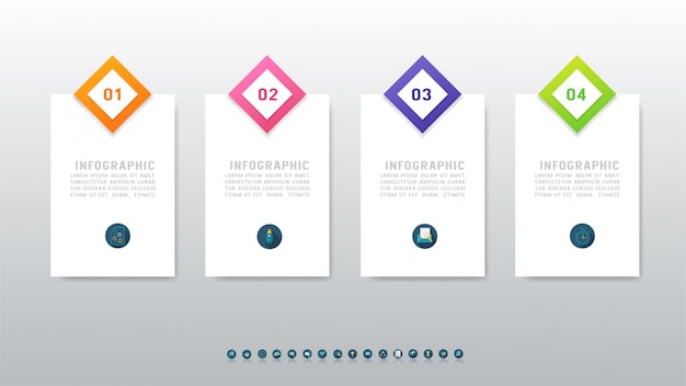 Diseño de plantilla de negocio cuatro opciones elemento de gráfico infográfico.