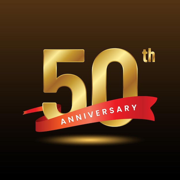 Diseño de plantilla con un número dorado para un evento de aniversario de 50 años