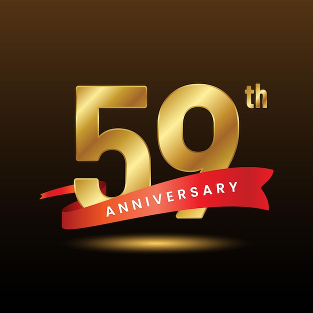 Diseño de plantilla con un número dorado para un evento de aniversario de 59 años