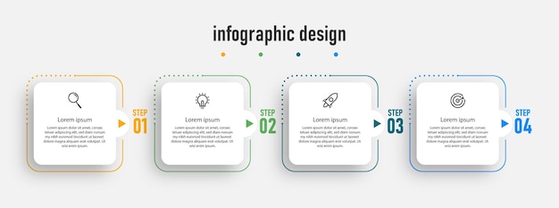 Diseño de plantilla de número de pasos profesionales de diseño plano de infografía empresarial Vector Premium