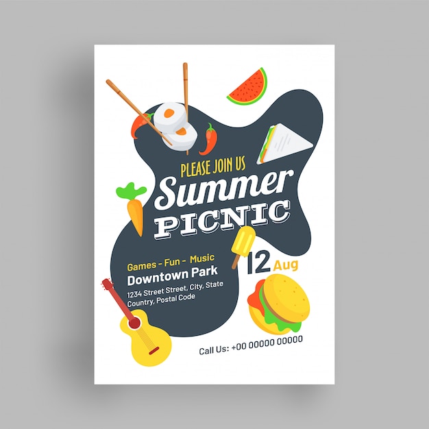 Diseño de plantilla o aviador de picnic de verano.