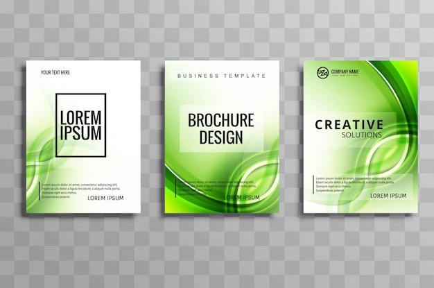 Diseño de plantilla de onda verde Resumen folleto empresarial