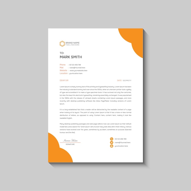 Diseño de plantilla de papel de carta Diseño único