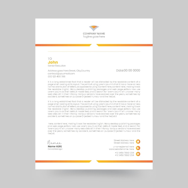 Diseño de la plantilla del papel de carta