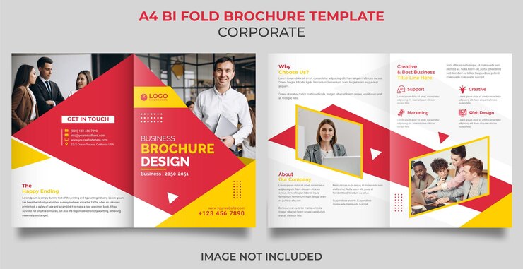 diseño de plantilla de perfil de empresa corporativa plantilla de folleto comercial de forma de color rojo mínimo