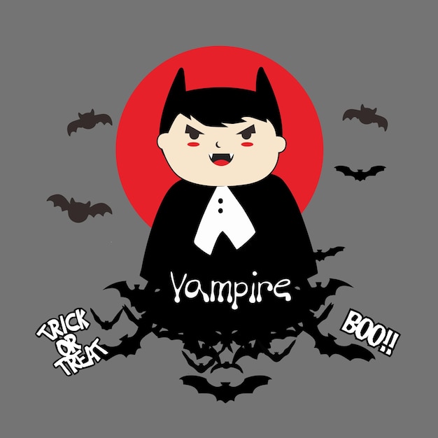 Vector diseño de plantilla personaje de dibujos animados vampiro mejor para portada o pegatina, etc.