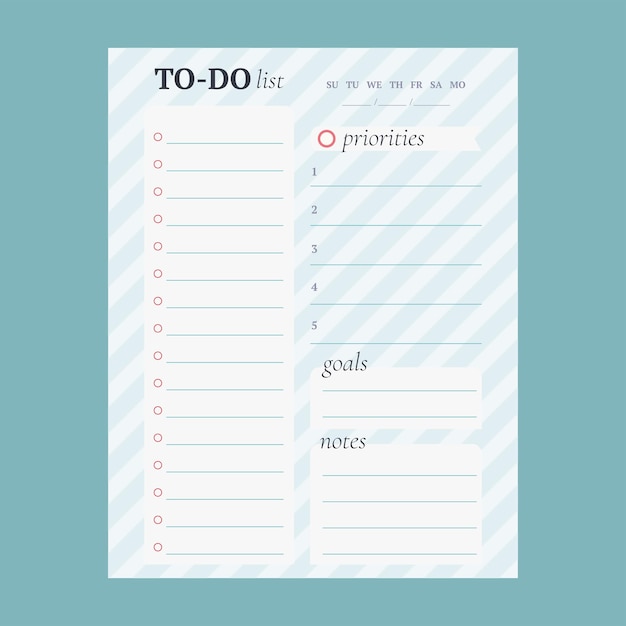 Diseño de plantilla de planificador de lista de tareas diarias simple