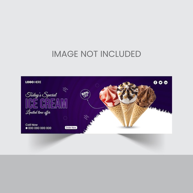 Diseño de plantilla de portada de facebook de comida deliciosa
