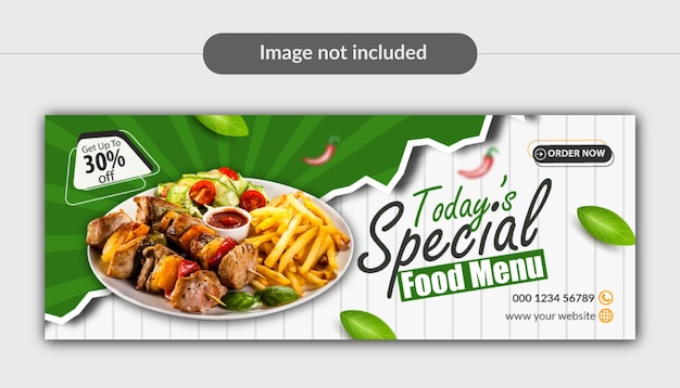 diseño de plantilla de portada de facebook de menú de comida de restaurante