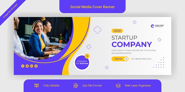 Diseño de plantilla de portada de facebook de redes sociales de marketing digital empresarial