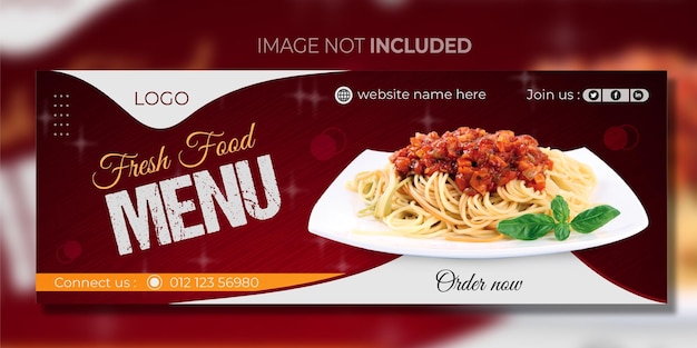 Diseño de plantilla de portada de facebook de redes sociales de menú de comida promocional fresca