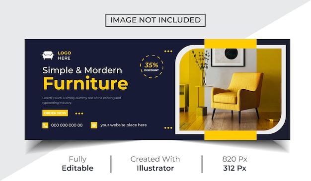 Diseño de plantilla de portada de Facebook de venta de muebles