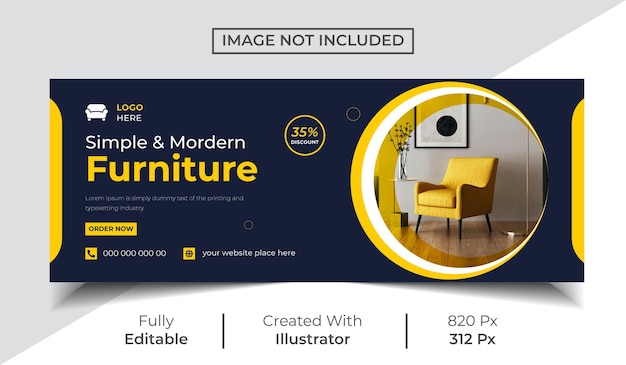 Diseño de plantilla de portada de Facebook de venta de muebles