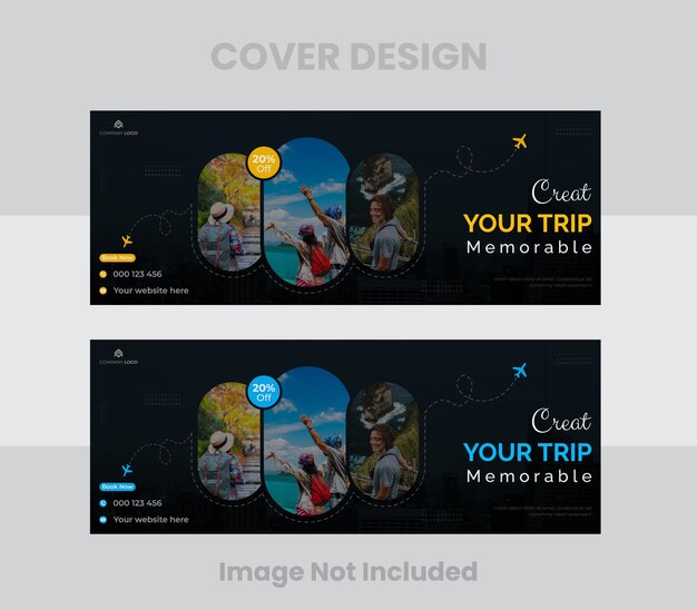 Diseño de plantilla de portada de Facebook de viajes para agencia de viajes