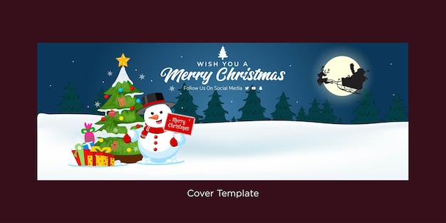 Diseño de plantilla de portada de feliz navidad elegante festivo