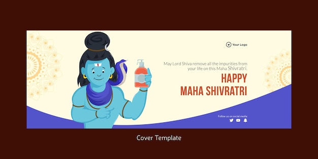 Vector diseño de plantilla de portada de festival hindú feliz maha shivratri