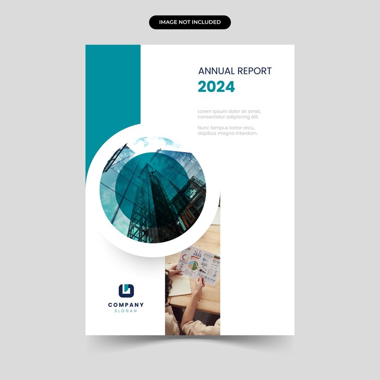 Vector diseño de plantilla de portada de informe anual con objeto de círculo