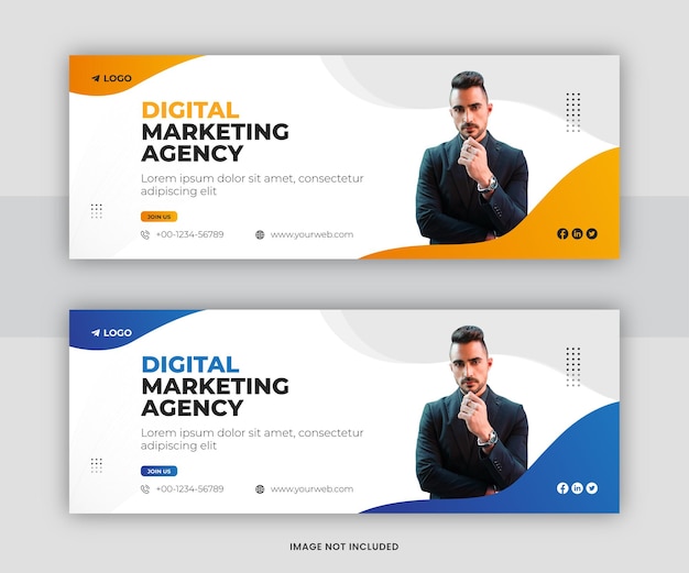 Diseño de plantilla de portada de línea de tiempo de facebook de redes sociales corporativas de marketing digital