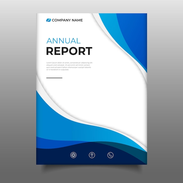 Diseño de plantilla de portada moderna de informe anual de negocios azul
