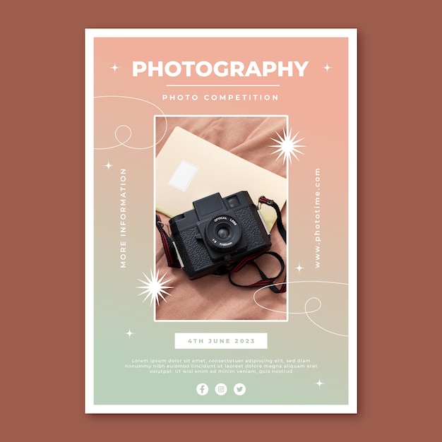 Vector diseño de plantilla de póster de fotografía degradada