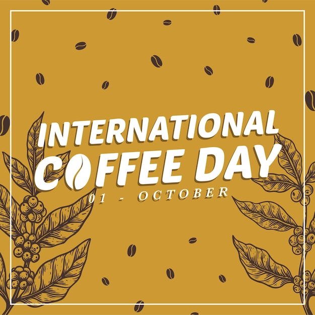 Diseño de plantilla de póster de redes sociales del día internacional del café