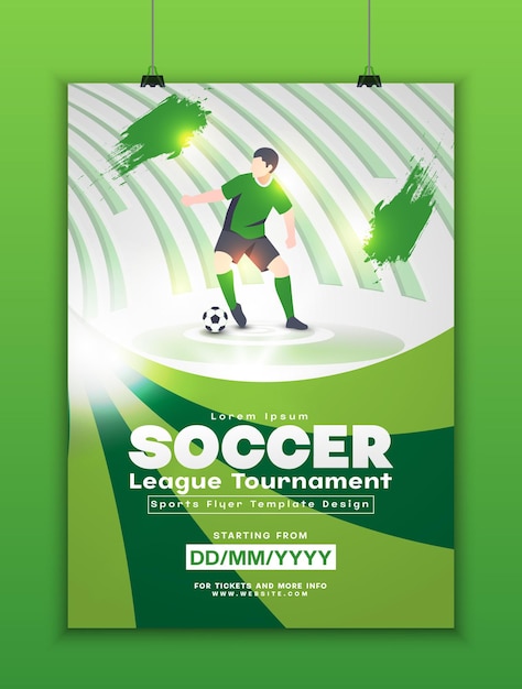 Vector diseño de plantilla de póster de torneo de liga de fútbol