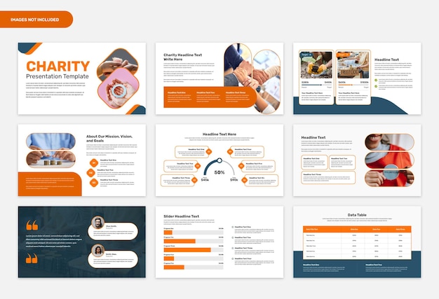 Diseño de plantilla de presentación de caridad y recaudación de fondos.