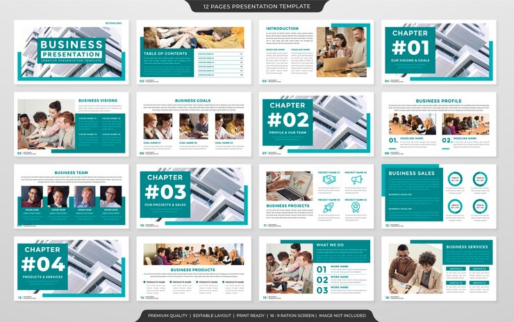Vector diseño de plantilla de presentación multipropósito con uso de estilo moderno y minimalista para el informe anual de negocios