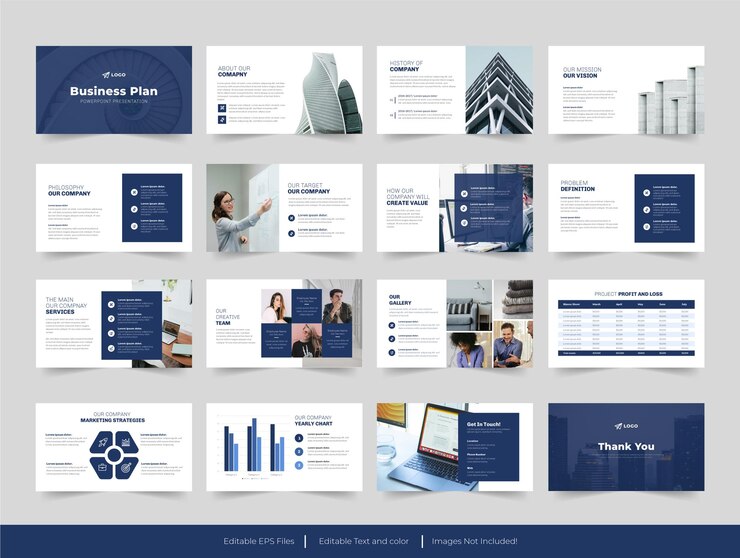 Vector diseño de plantilla de presentación de plan de negocios