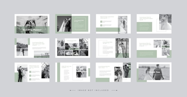 Diseño de plantilla de presentación de Powerpoint de boda, diapositivas de Google