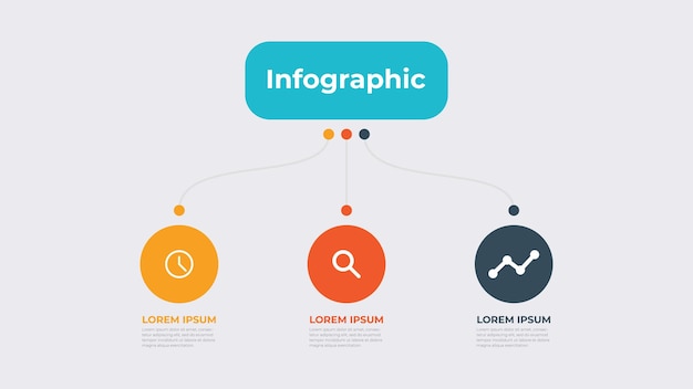 Vector diseño de plantilla de proceso de línea de infografía empresarial con iconos 3 pasos ilustración vectorial