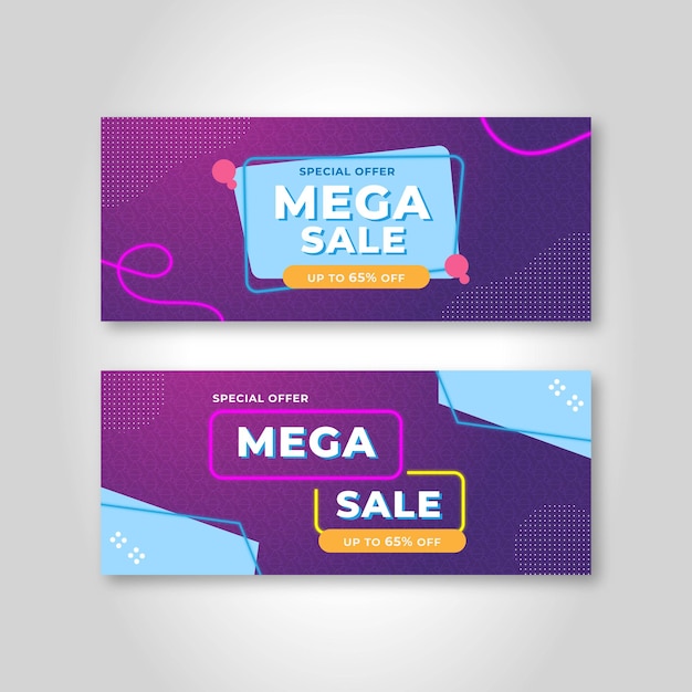 Diseño de plantilla de promoción de negocio de banner de mega venta vector premium