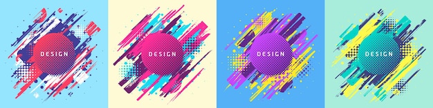 Diseño de plantilla de promoción de pincel de pintura vectorial, banner de venta geométrica colorida.