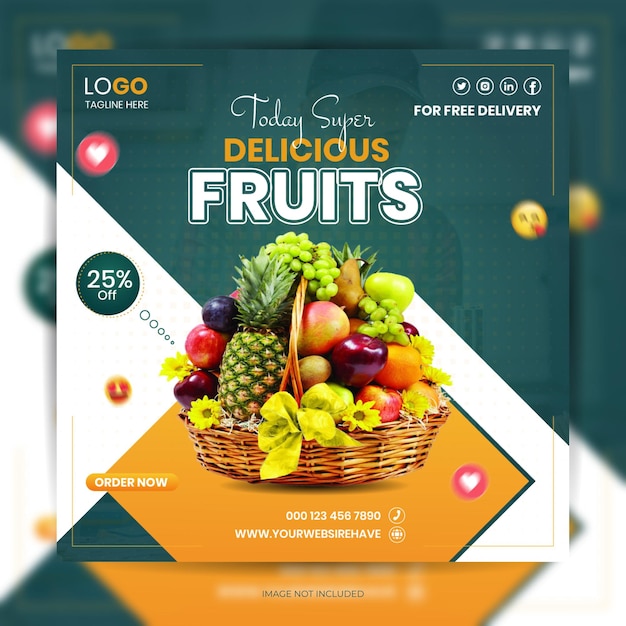 Diseño de plantilla de publicación de alimentos de Instagram de verduras y frutas saludables especiales de hoy