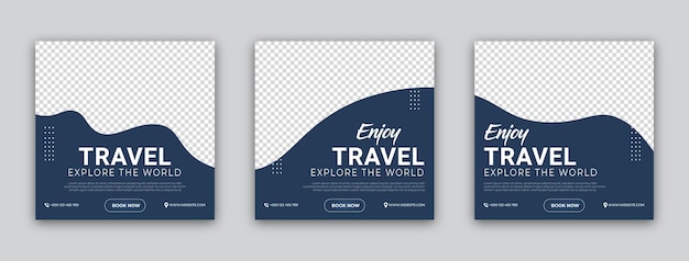 Diseño de plantilla de publicación de banner de redes sociales de viaje promoción de banner de publicidad digital conjunto de póster
