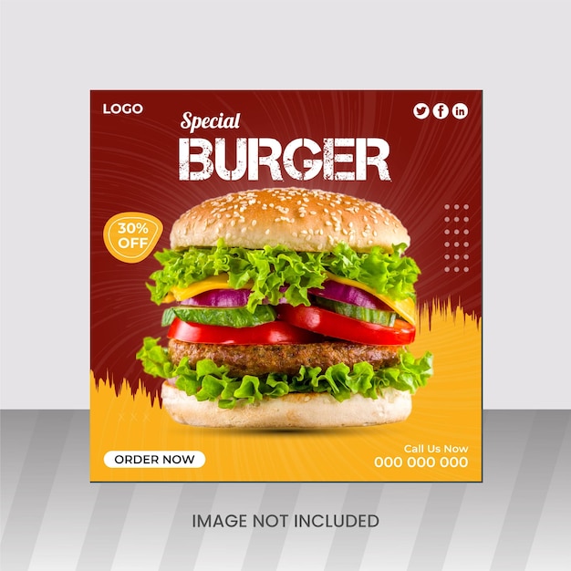 Diseño de plantilla de publicación de comida en redes sociales