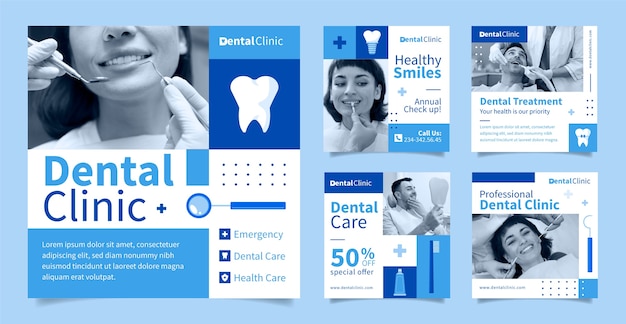 Diseño de plantilla de publicación de instagram de clínica dental
